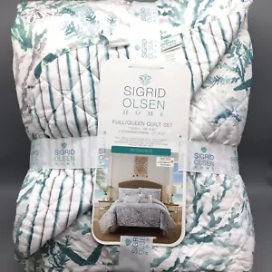 3pc Sigrid Olsen Coral Ocean FULL QUEEN Quilt Sham Set Seashell Sand Dollar Teal - Picture 1 of 12