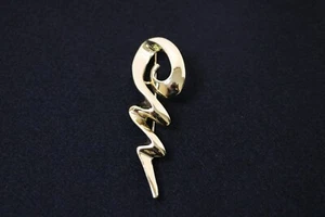 OAJC Gold Tone Large Brooch Pin 3.5" Abstract Modernist Estate - Picture 1 of 6