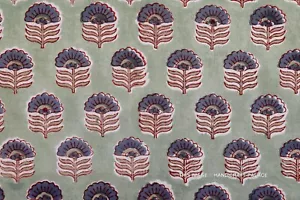 Indian Cotton New Fabric 3 Yard Craft Dressmaking Traditional Hand Block Print - Picture 1 of 7