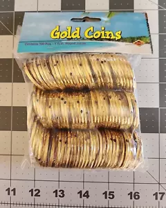 Gold Coins Plastic Play Money Mardi Gras 100 Pieces Pirate Treasure Party Favors - Picture 1 of 3