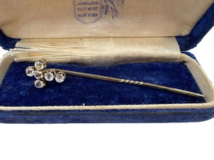 GORGEOUS ANTIQUE CROSS OLD PASTE STONES CRYSTAL BROOCH STICK PIN CHRISTIANITY - Picture 1 of 8