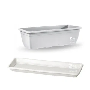 VASO BALCONIERA FIORIERA CASSETTA NAXOS BIANCO IN PLASTICA 50 CM CON SOTTOVASO - Foto 1 di 3