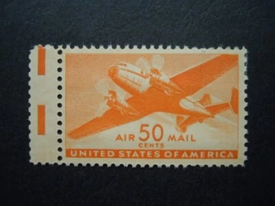 #C31 50c Transport Plane w/Gutter Snipe EFO RARE MH OG VF "Includes New Mount" - Image 1 of 2