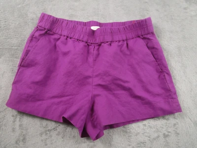 J Crew 短裤女式 6 紫色斜纹布亚麻学院风休闲口袋 — 第 1/4 张图片