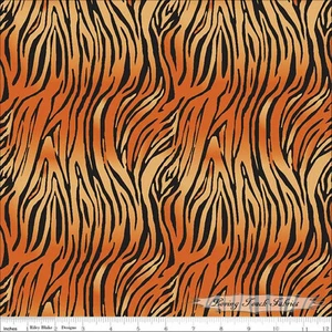 RILEY BLAKE, "ON SAFARI", C10456-BENGAL ORANGE, ANIMAL PRINT FABRIC, PER 1/2 YD - Picture 1 of 1