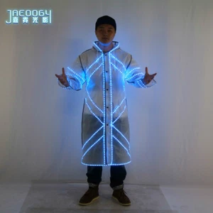 Led Dj Costume Coat Color Lights Luminous KTV Windbreak Stage Dance Performance - Picture 1 of 17
