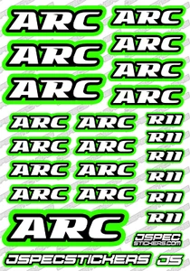 ARC ADVANCED RC CAR STICKER DECAL SHEET R11 EP TOURING CUSTOM BODY DESIGN GREEN - Picture 1 of 10