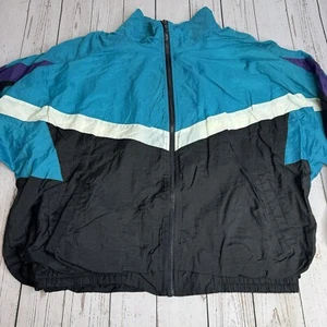 Chaqueta cortavientos de nailon con cremallera completa Athletic Works de colección para hombre grande bloques de colores - Imagen 1 de 9