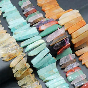Natural Stick Point Beads Mixed Polished Quartz Agate Slice For Nacklace Pendant - Picture 1 of 28