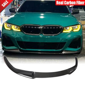 Fit For BMW 3 Series G20 G28 M340i 2020-23 Real Carbon Front Bumper Lip Spoiler - Picture 1 of 13