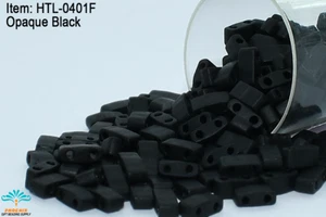 Miyuki Half Tila 2 Hole Beads Opaque Black - HTL401F - Picture 1 of 1