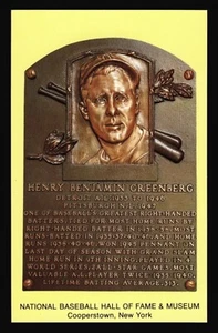 Hank Greenberg Gold Hall of Fame Plaque Postcard - Picture 1 of 2