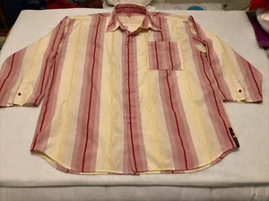 Unique Attitude Soho Shirt SZ 3XL Red White Yellow Stripes No Cuff READ - Picture 1 of 12