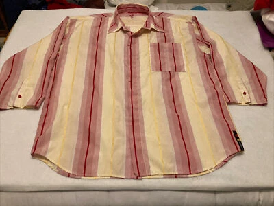 Unique Attitude Soho Shirt SZ 3XL Red White Yellow Stripes No Cuff READ - Image 1 of 4
