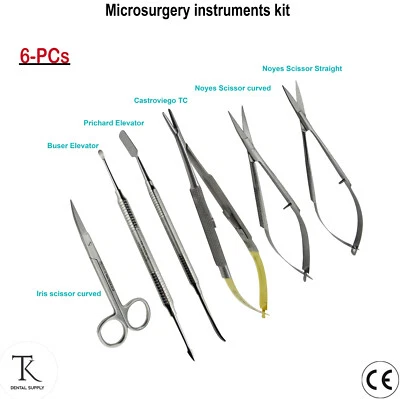 TK PLUS Set de 6 - Chirurgische Instrumente Mikrochirurgie Scheren Nadelhalter Dentistry