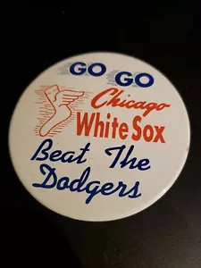 RARE 1959 Go Go Chicago White Sox World Series Beat the Dodgers 3" Pin Button - Picture 1 of 4