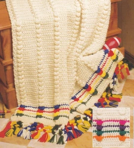Afghan Crochet Pattern CRAYON PUFFS 12-Hour Time Savers Needlecraft Shop - Picture 1 of 3