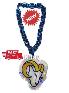 Los Angeles Rams NFL LED Light Up Fan Chain Necklace-Blue Chain - Picture 1 of 6