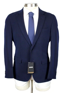 Boss Suit Jacket 38 R Men's Navy Performance Wool Blend Slim Fit Huge Coat NWT - Picture 1 of 13