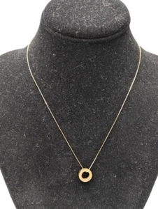 14K Yellow Gold Hollow Circle Pendant Chain Necklace 1.8 Gram - Picture 1 of 9