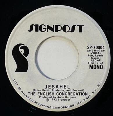 The English Congregation Jesahel 45 EX Signpost Pop Rock (1972) Mono-Stereo DJ - Image 1 of 2
