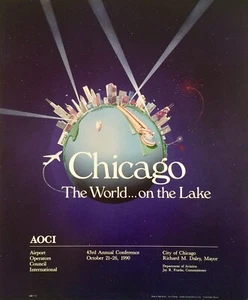 CHICAGO THE WORLD ON THE LAKE ORIGINAL 1990 POSTER 24" X 20" MINT PABLO DE LEON - Picture 1 of 1