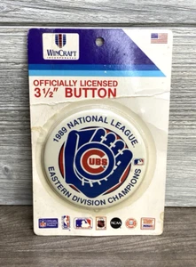 MLB Chicago Cubs 1989 Eastern Division Champs 3 1/2" Pinback Baseball Button - Picture 1 of 2