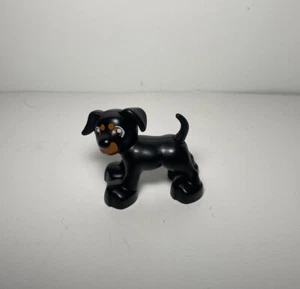 Lego Duplo BLACK PUPPY DOG PET w/ BROWN ACCENTS for FARM FARMER House  - Picture 1 of 2