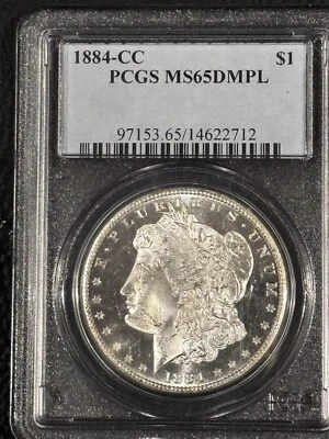 1884-CC Morgan Dollar PCGS MS65DMPL- Deep Mirrors, Proof-Like, Frosted Cameo. - Image 1 of 4