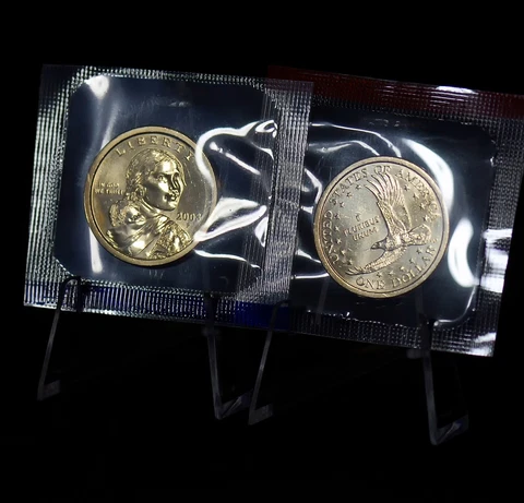 2003 P & D Sacagawea Native American Dollar "BU" US Mint 2 Coin Cello Set Cover