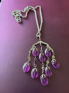 Vintage Sarah Coventry 1973 Glyzinie Wasserfall Halskette, Länge verstellbar 28-32" - Bild 1 von 4