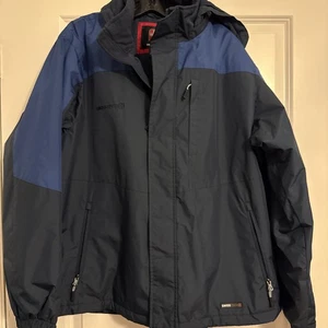 Swiss Tech Men's Hooded Jacket, Two-Tone Design, Zip Pockets Size L Blue - Picture 1 of 15