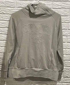 Iowa Hawkeyes Women's Small Sweatshirt Pullover Embossed Logo Off-White Zip Neck - Picture 1 of 15