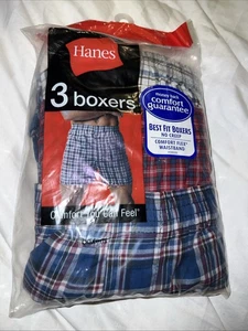 Nuevo paquete de 3 ropa interior Hanes Boxer 2007 X-grande 42-44 a cuadros vintage - Imagen 1 de 3