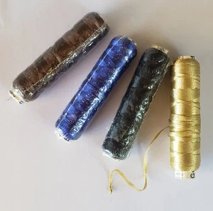 FLAT 2mm wide Rayon Ribbon Thread NEW  142F - 4 -  3" spools - 4 colors RARE  - Picture 1 of 2