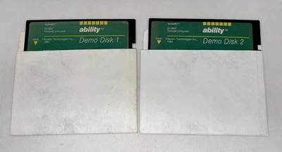 Disco de demostración Ability 1&2 IBM PC 5,25 pulgadas disquete Xanaro Technologies 1984 vintage Foto 1 de 4