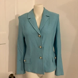 St. John Collection size 6 Light Blue Vintage Pearl Button Formal Blazer - Picture 1 of 7