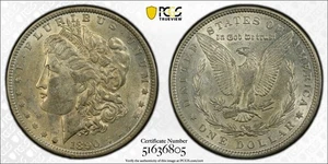 1890-P MORGAN SILVER DOLLAR PCGS AU50 - Picture 1 of 3