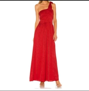 Maxi Vestido Rojo Tularosa Revolve Un Hombro Corbata Talla Pequeña Forrado Cremallera Lateral - Imagen 1 de 7