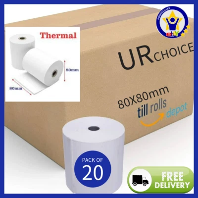 URCHHOICE Thermal Till Rolls 80x80mm Receipt paper Pack of 20 Rolls