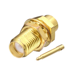 100x RP-SMA Solder Jack(male pin) bulkhead connector Semi-rigid .141"cable,RG402 - Picture 1 of 4