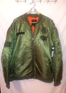 Vintage Southpole Herren 5XB Armee grün gefüttert Bomber Fliegerjacke Patches Y2K ~ x - Bild 1 von 12