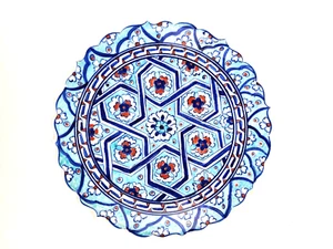 Vintage handbemalter Teller türkische Keramik blau floral signiert Armoni Cini 7" Kunst - Bild 1 von 8