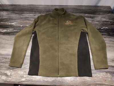 Real Tree Mens Zip Up Olive Green And Black Fleece Jacket Size Medium Logo - Image 1 of 4