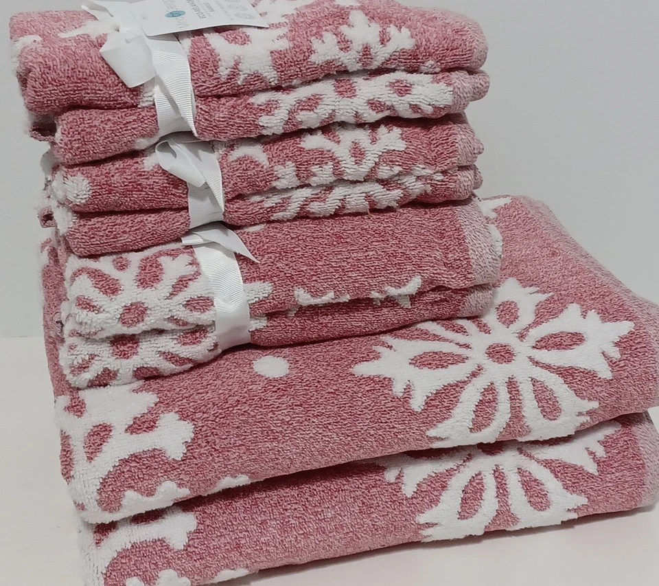 Eco-Milange Bamboo Bath Towel Set Mind On Design, Snowflake, Reversible, New - Image 1 of 1