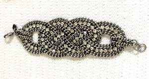 Stella and Dot Petra silberfarben geflochtenes Kettenarmband mit Strass Gr. 7 - Bild 1 von 5
