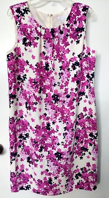 Vestido Charter Club Talla 14 Púrpura Violeta Floral Sin Mangas Poli Foto 1 de 4