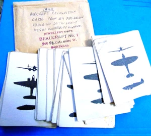 WW2 AIRCRAFT ID IDENTIFICATION CARDS ALLIED AND GERMAN AIRPLANES 54 PIECES - Picture 1 of 11