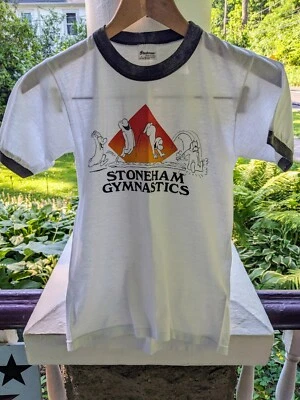 Vintage 80s-90s Kids' Gymnastics Ringer T-Shirt*Large/14-16*White*Classic!! - Image 1 of 4