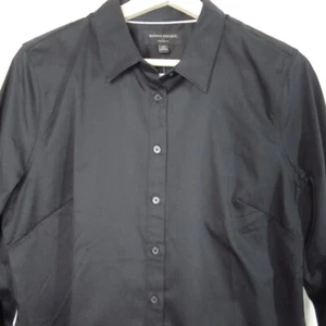 Banana Republic Damen schwarz Knopfleiste Hemd Petite 14 maßgeschneiderte Passform Stretch neu mit Etikett - Bild 1 von 7